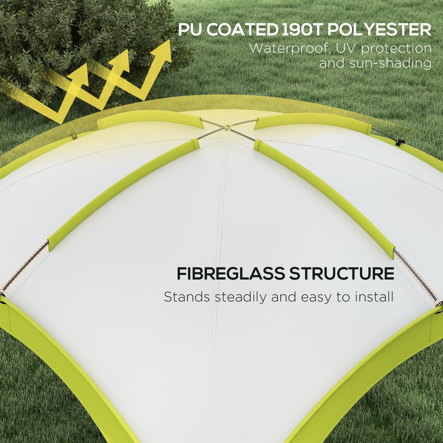 Outsunny 3.5 x 3.5M Camping Gazebo, Outdoor Event Shelter Dome Tent Garden Sun Shelter Patio Spire Arc Pavilion Camp Sun Shade Tent for 6-8 Person, Green