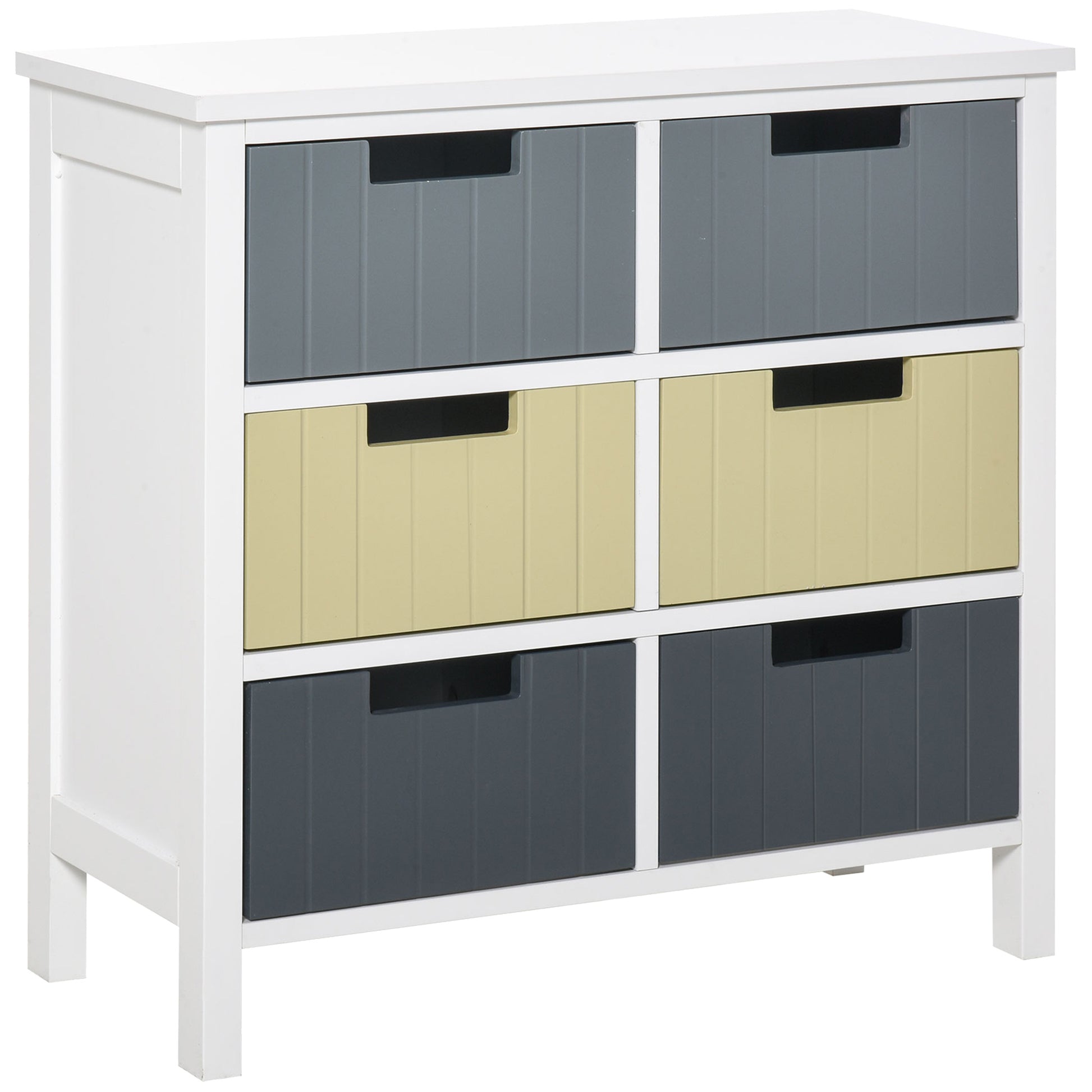 Photo of HOMCOM 6 Drawer Storage Tower, Dresser Chest with Wood Top, Organiser Unit for Closets Bedroom Nursery Room Hallway in Hallway colour on a white background