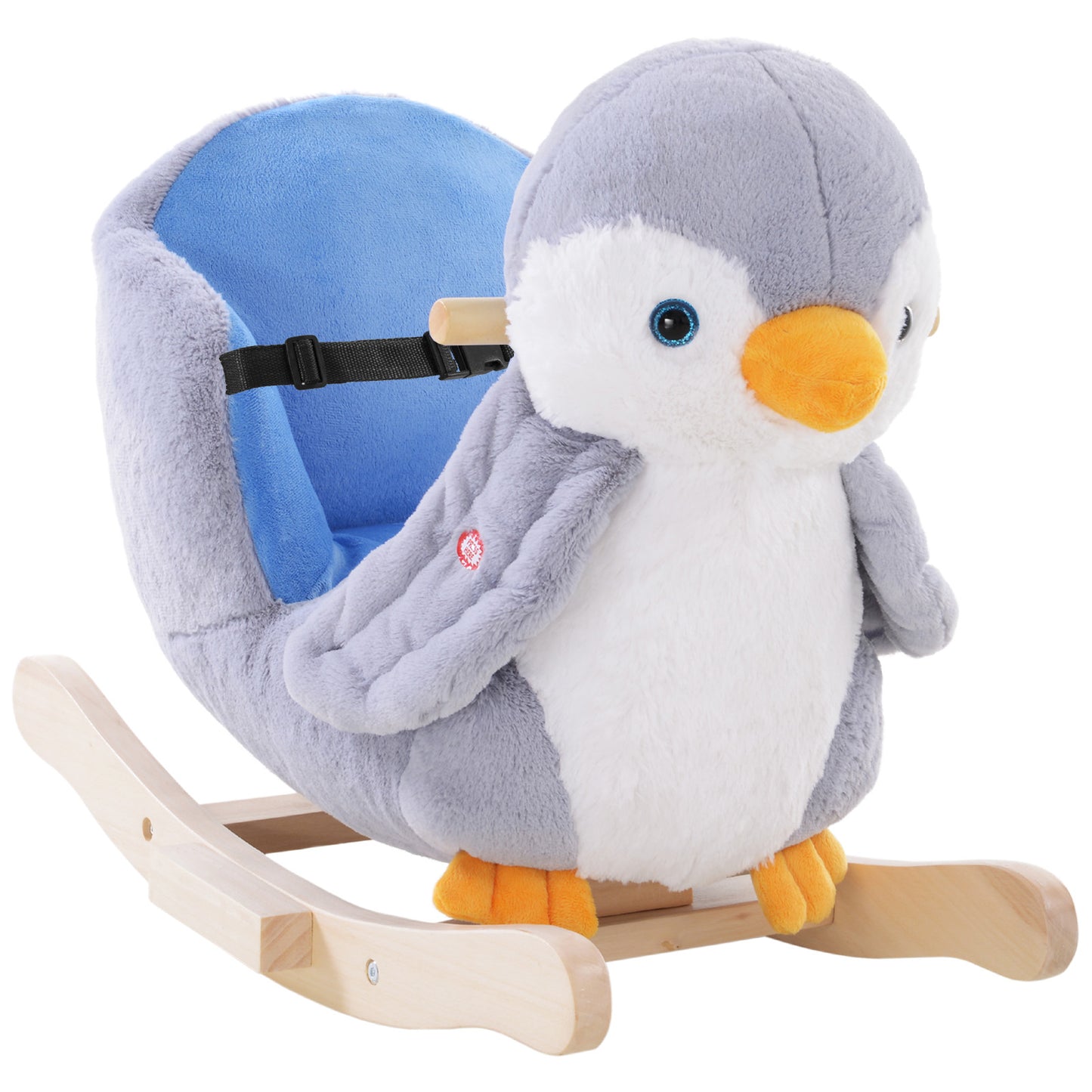 Photo of HOMCOM Children Kids Animal Rocking Horse Penguin Plush Musical Button 32 Songs Kid Rocker for 18+ Months in Months colour on a white background