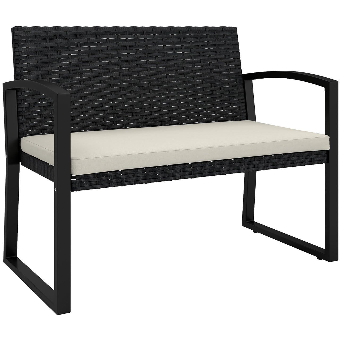 Photo of Outsunny Two-Seater Rattan Garden Bench - Beige in Beige colour on a white background