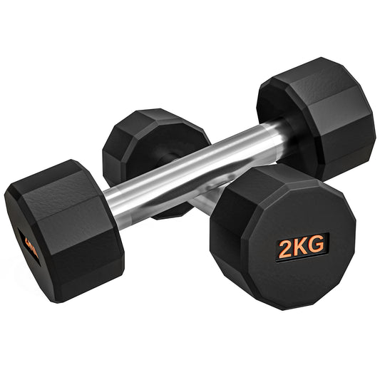 Photo of SPORTNOW Dumbbells Weights Set with 12-Sided Shape and Non-Slip Grip for Men Women Home Gym Workout, 2 x 2kg in 2kg colour on a white background
