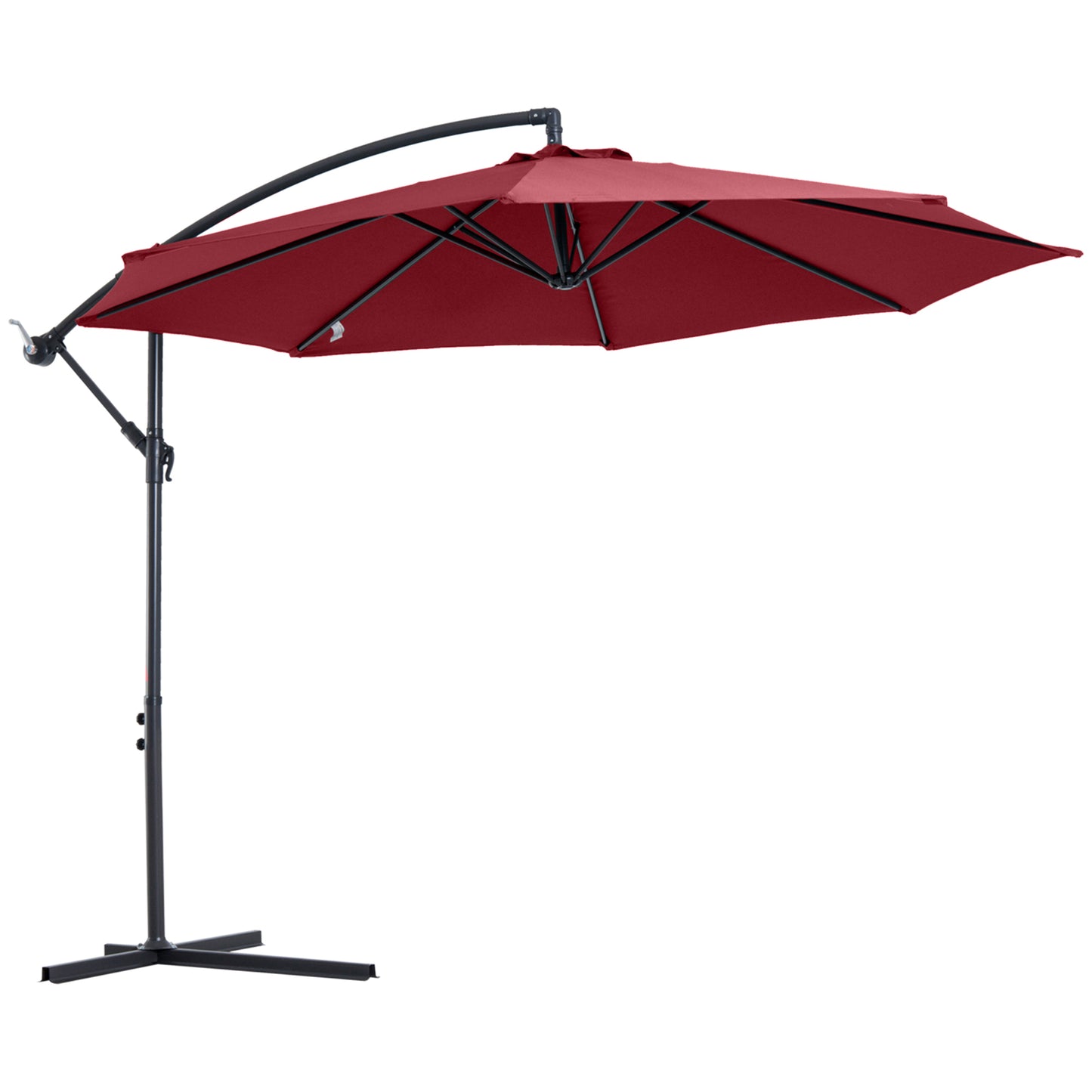 Photo of Outsunny Cantilever Umbrella Parasol Hanging Banana Steel Dark Green 3M Patio Wine Red in Red colour on a white background