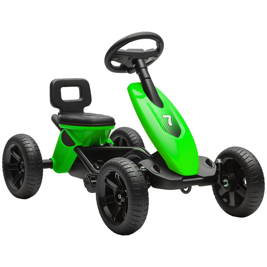 Photo of AIYAPLAY Pedal Go Kart for Kids 2-5 Years, with Silent EVA Wheels, Metal Frame, Green in Green colour on a white background