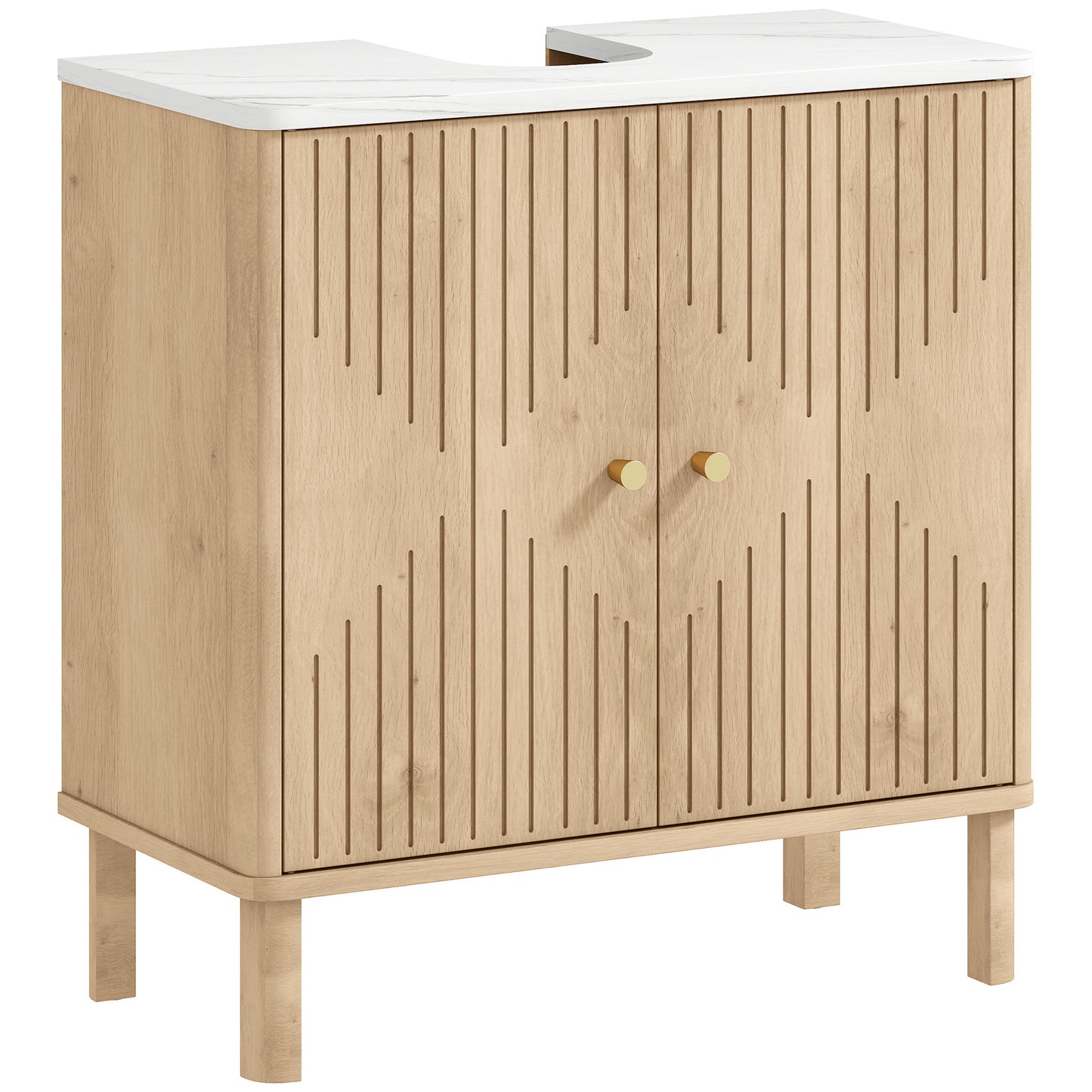Photo of HOMCOM Under Sink Bathroom Cabinet for Basin without or with Pedestal - Oak in Oak colour on a white background