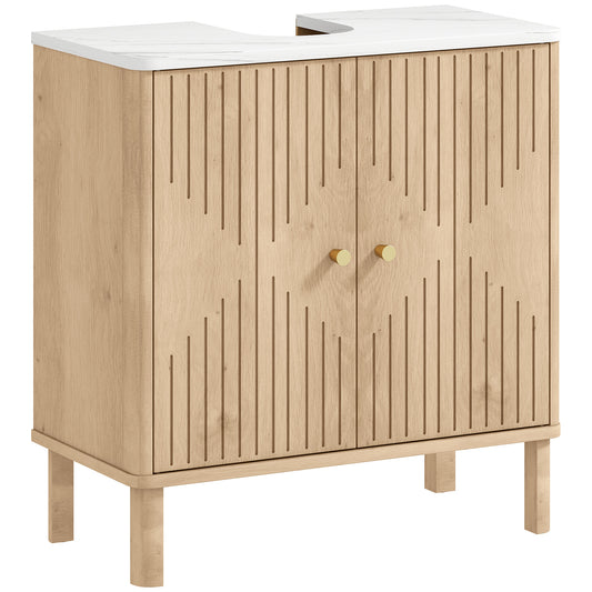 Photo of HOMCOM Under Sink Bathroom Cabinet for Basin without or with Pedestal - Oak in Oak colour on a white background