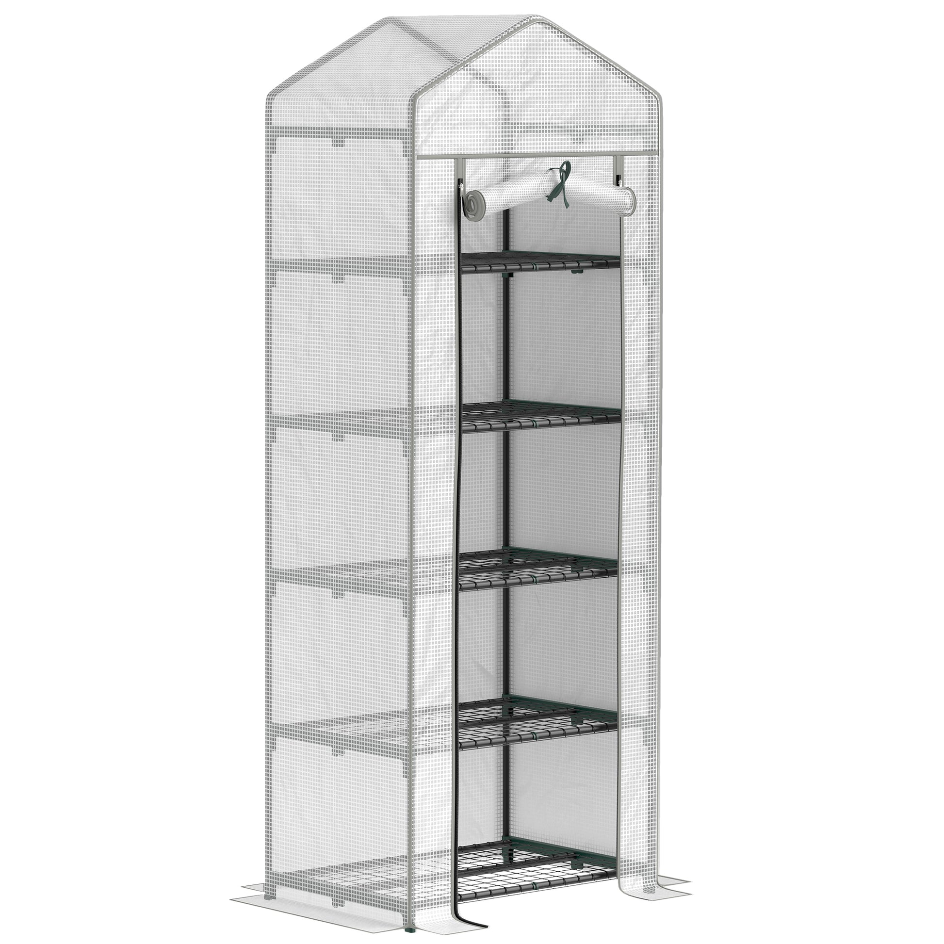 Photo of Outsunny 193cm Five Shelf Mini Greenhouse - White in White colour on a white background