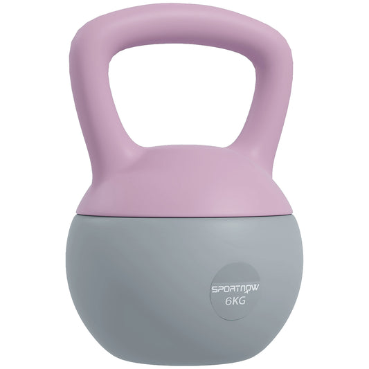 Photo of SPORTNOW 6KG Soft Kettlebell, Kettle Bell with Non-Slip Handle for Home Gym, Weight Lifting, Strength Training, Purple/Grey in Purple/Grey colour on a white background