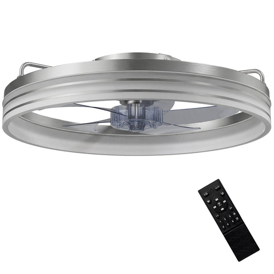 Photo of HOMCOM Ceiling Fans with Lights and Remote & App Control, 50cm LED Ceiling Fan Light with 3 Colour Temperatures, 6 Speed, Silver in Silver colour on a white background