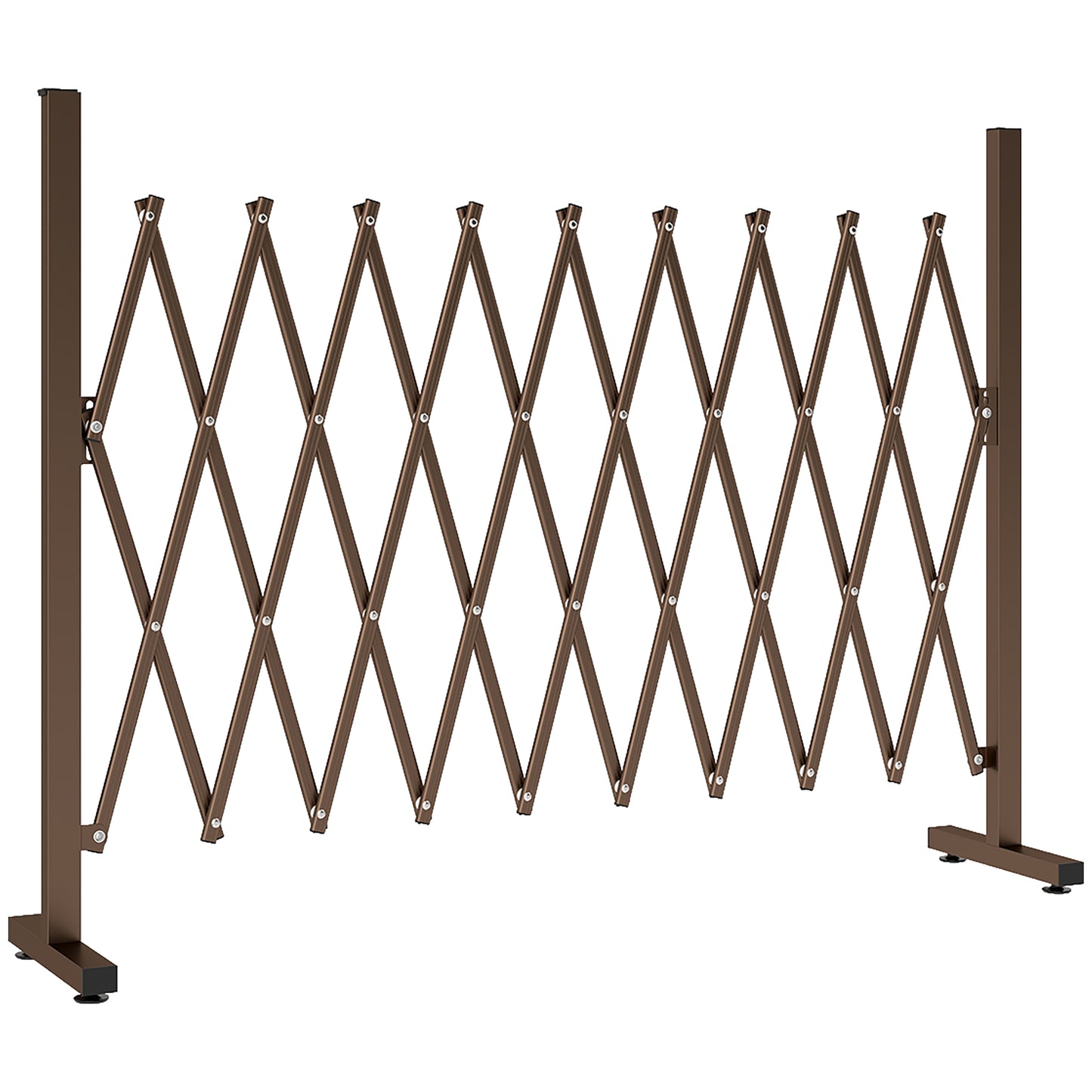 Photo of Outsunny Expanding Trellis Fence, Freestanding Movable Fence, Foldable Garden Screen Panel, 250 x 103.5 cm, Dark Brown in Brown colour on a white background