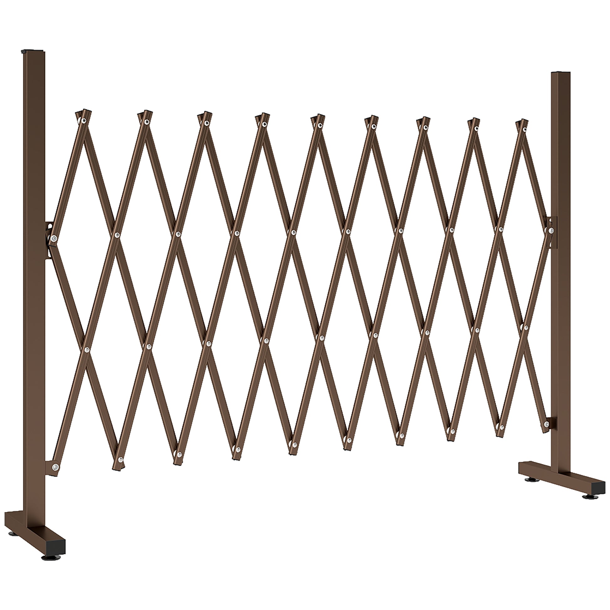 Photo of Outsunny Expanding Trellis Fence, Freestanding Movable Fence, Foldable Garden Screen Panel, 250 x 103.5 cm, Dark Brown in Brown colour on a white background