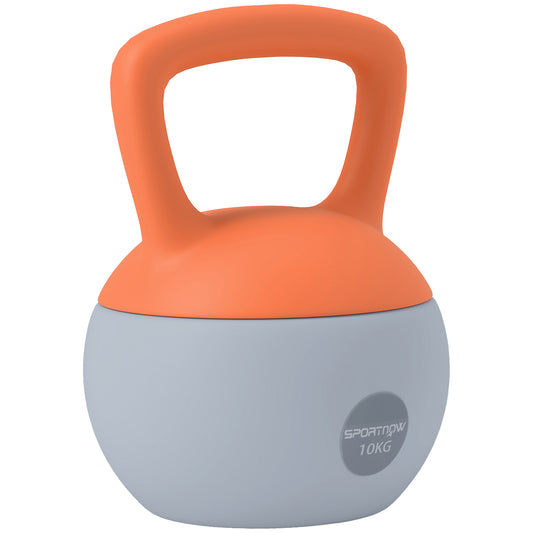 Photo of SPORTNOW 10KG Soft Kettlebell, Kettle Bell with Non-Slip Handle for Home Gym, Weight Lifting, Strength Training, Orange/Grey in Orange/Grey colour on a white background