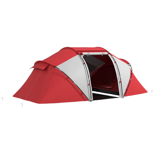 Photo of Outsunny 4-6 Man UV Protection Camping Tent - Grey and Red in Red colour on a white background