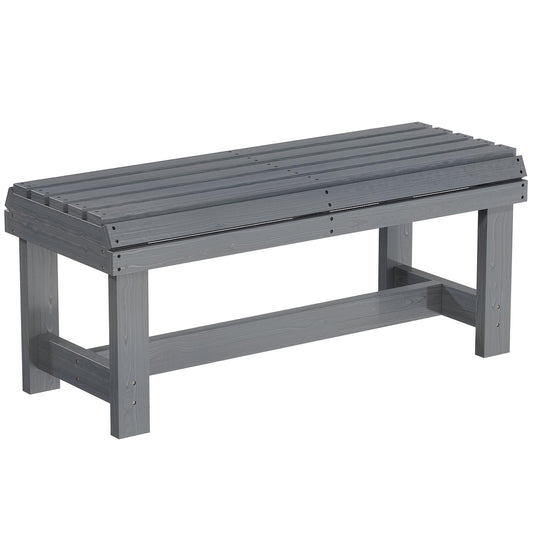 Photo of Outsunny Wooden Outdoor Bench, 2 Seater Garden Bench, Backless Patio Bench with Slatted Curved Seat, Grey Embossed Finish in Finish colour on a white background