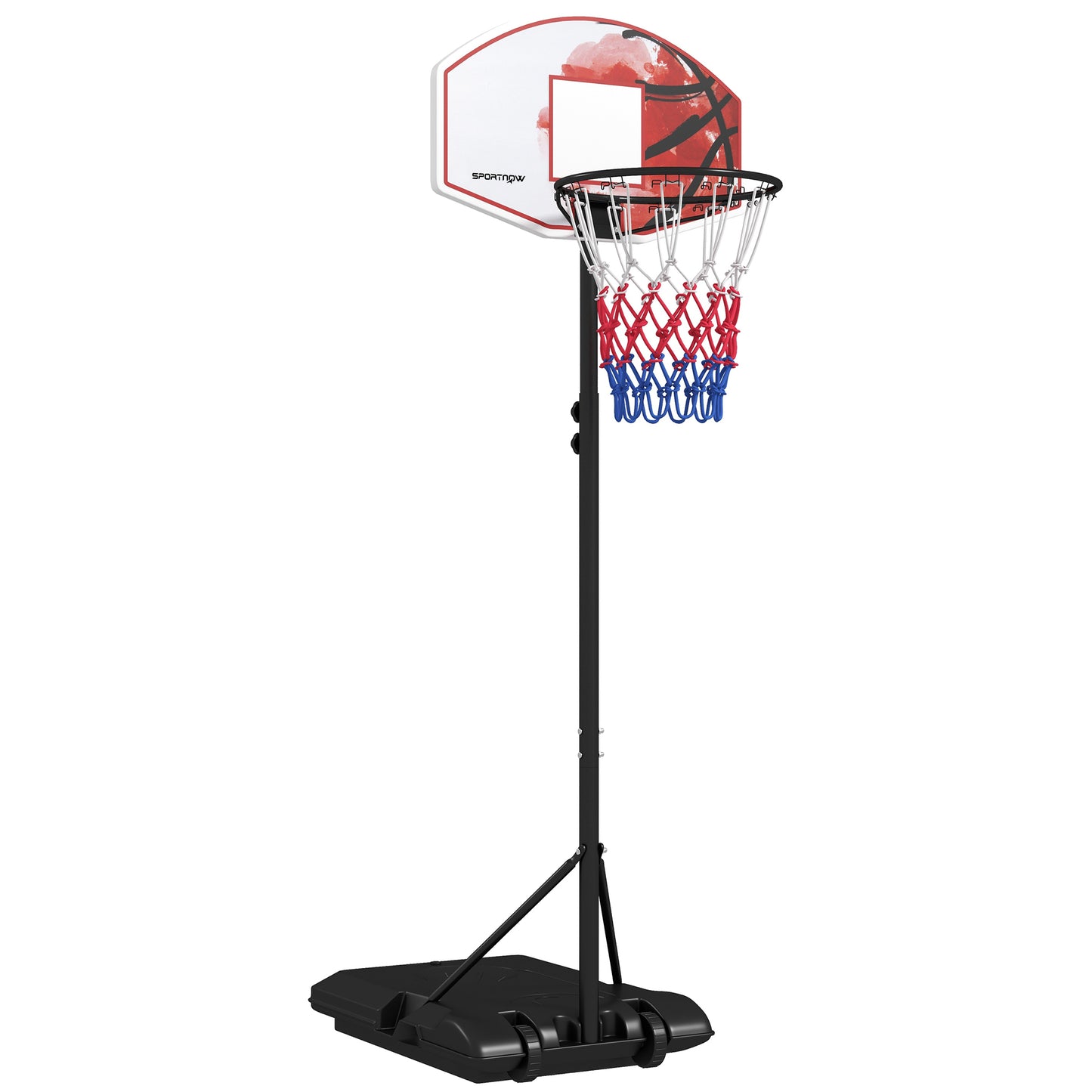 Photo of SPORTNOW Adjustable Basketball Stand Net System, with Wheels, Enlarged Base, PE, Backboard, 179-209cm in 179-209cm colour on a white background