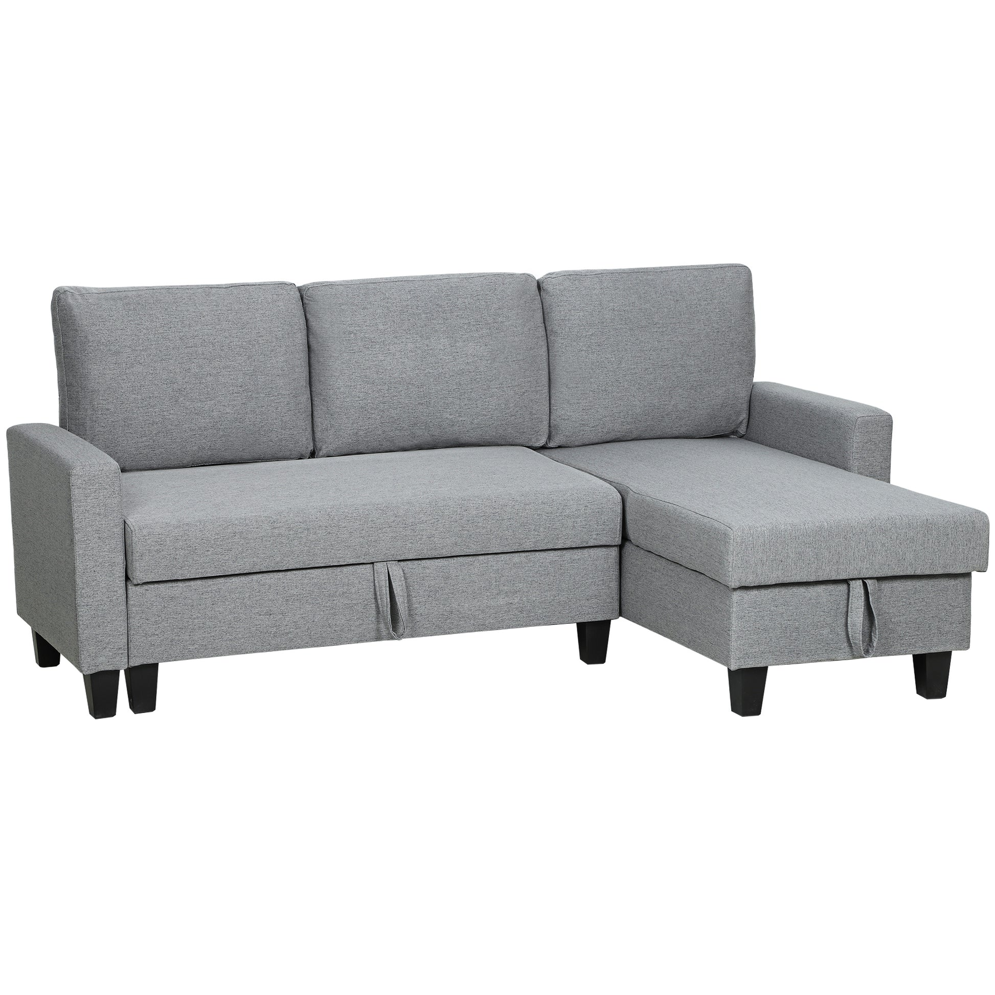 Photo of HOMCOM Three-Seater Storage Sofa Bed - Grey in Grey colour on a white background