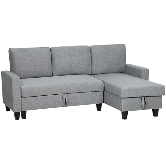Photo of HOMCOM Three-Seater Storage Sofa Bed - Grey in Grey colour on a white background