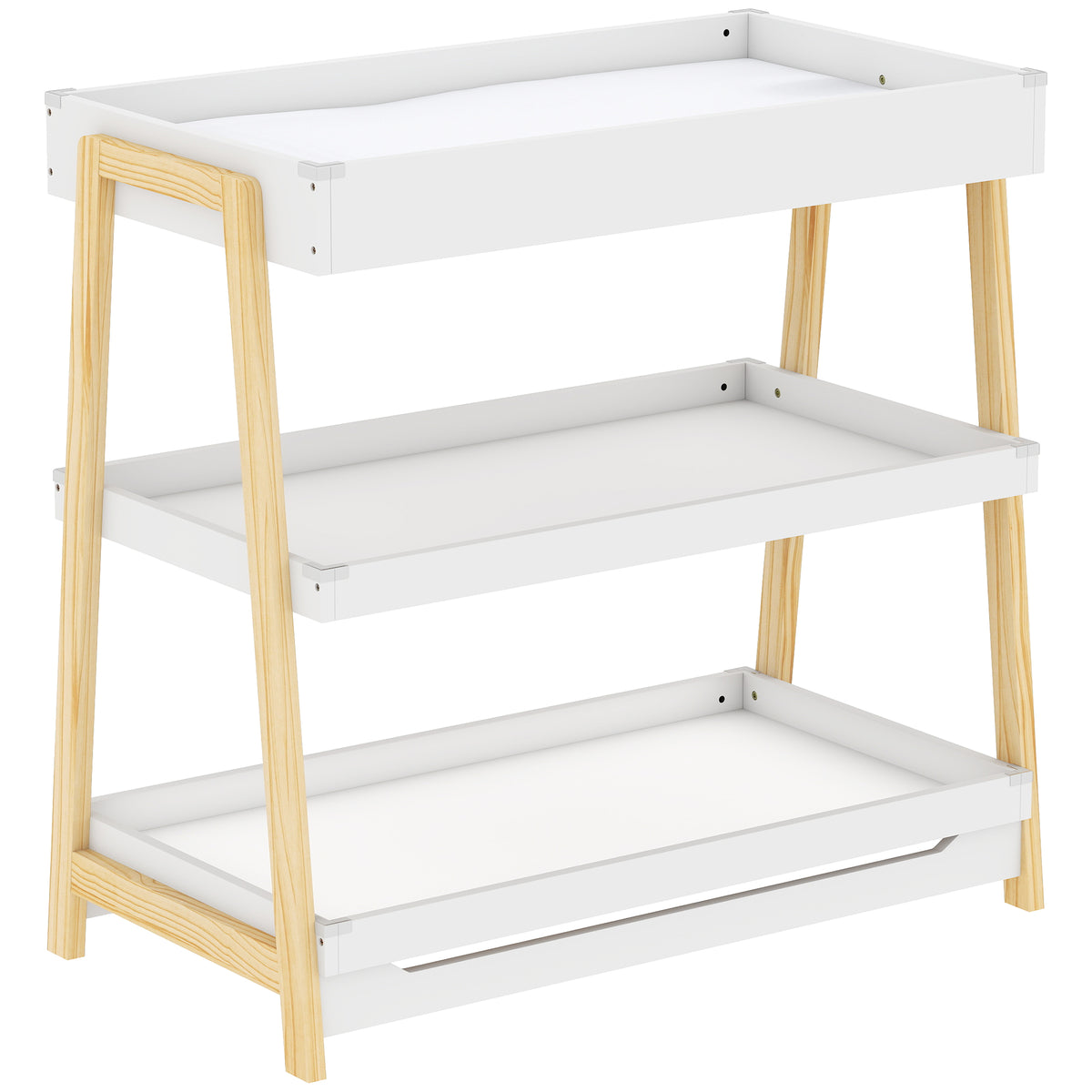 Photo of AIYAPLAY Baby Changing Table with 2 Storage Shelves, Nursery Diaper Changing Unit with Waterproof Changing Mat, White in White colour on a white background