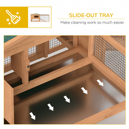 Rabbit hutch with a removable slide-out cleaning tray