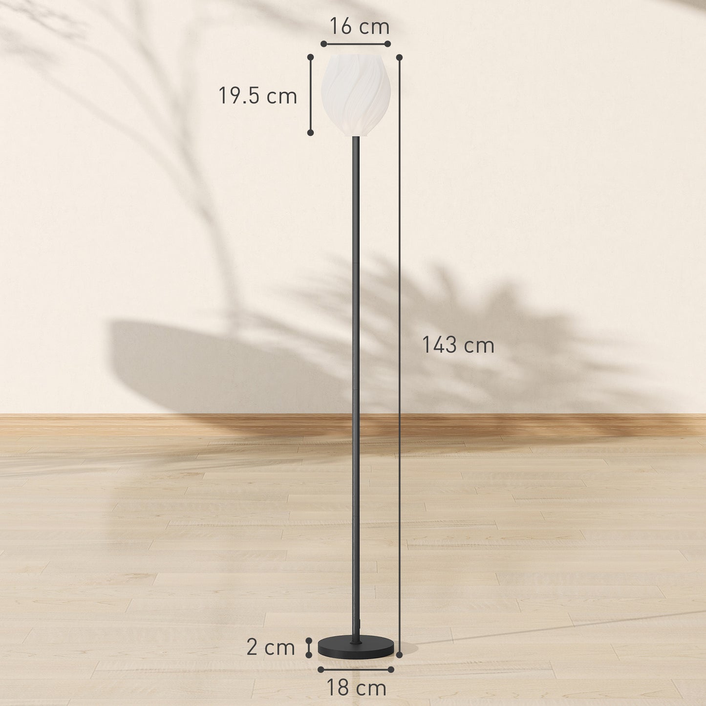 HOMCOM Flower Floor Lamp for Living Room, 3D Printed Modern Standing Lamp with Rose Shade & Foot Switch, Minimalist Tall Pole Lampshade for Bedroom, Office, E27 Holder without Bulb (25W Max), White