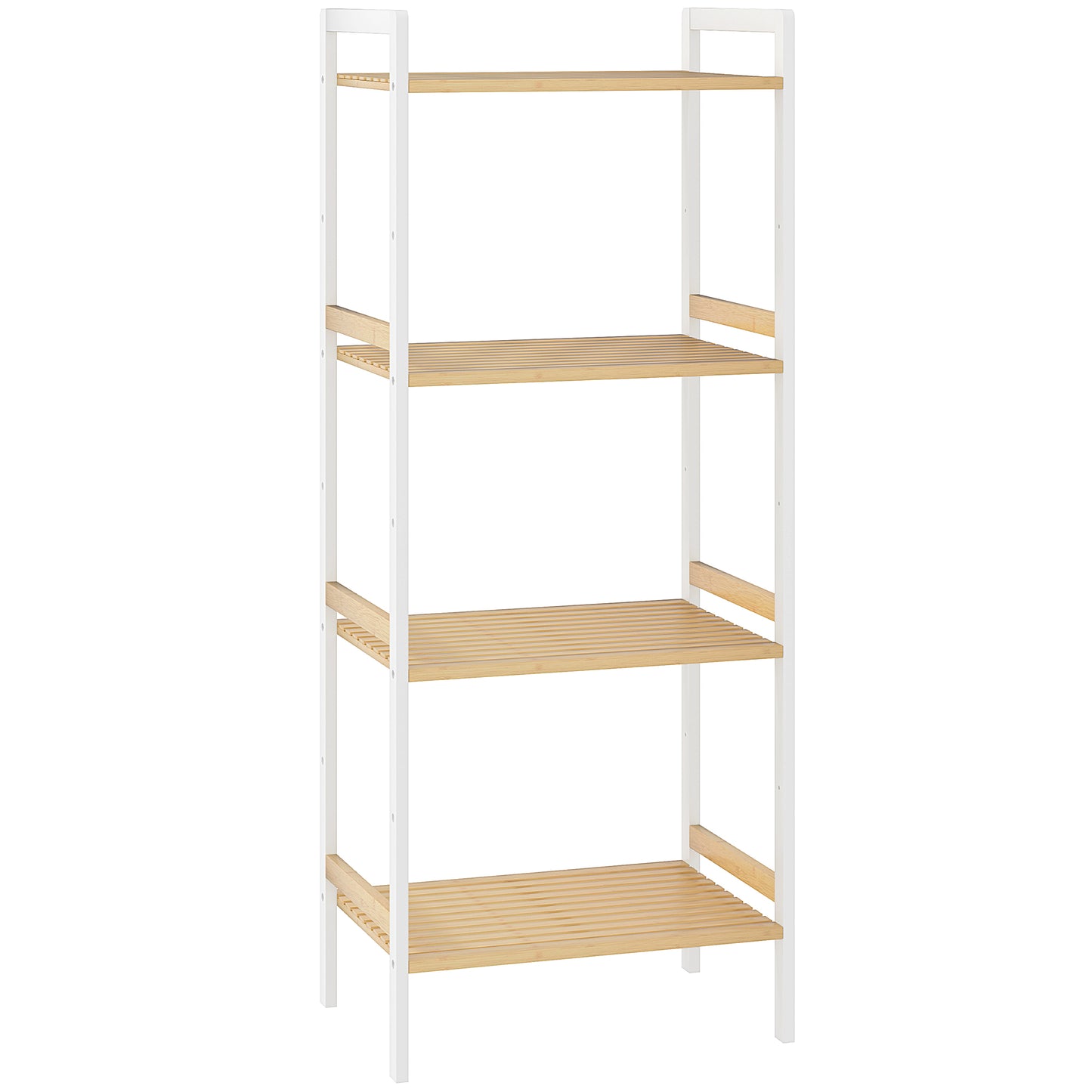Photo of HOMCOM Four-Tier Bamboo Adjustable Shelf Storage Unit in Unit colour on a white background