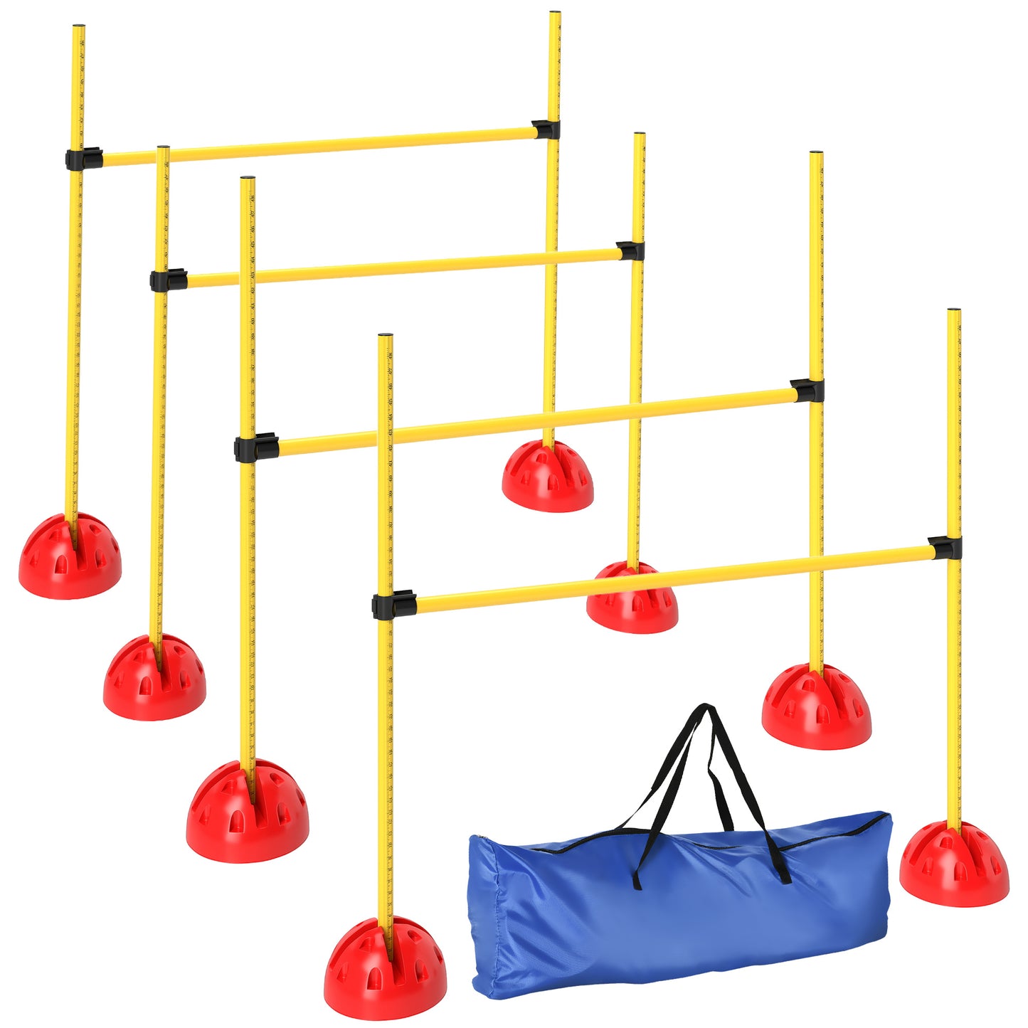 Photo of PawHut 4-piece Dog Agility Equipment with 4 Hurdles, Bag for Jump, Training, Yellow in Yellow colour on a white background
