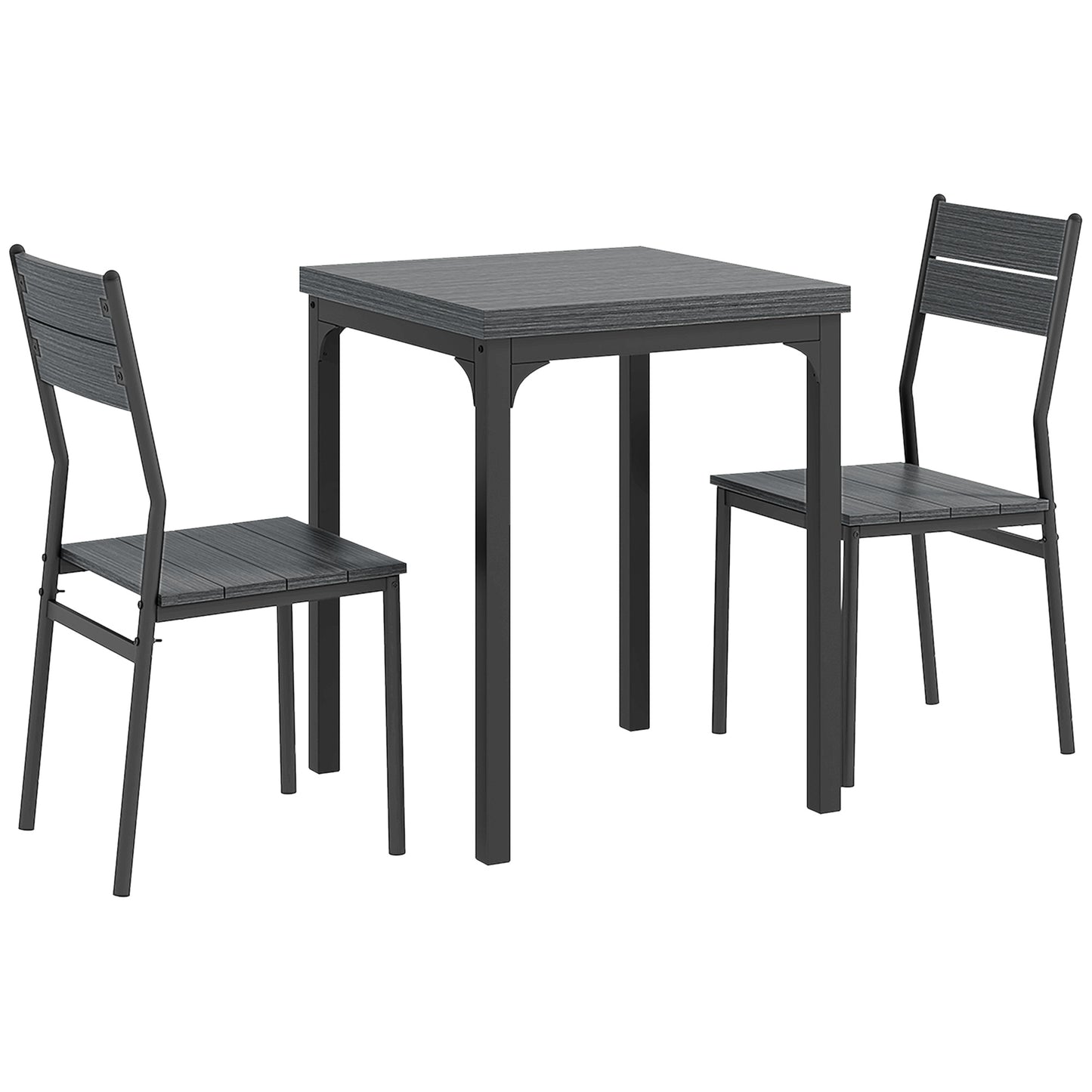 Photo of HOMCOM Three-Piece Minimal and Compact Dining Set, Grey Wood Effect in Effect colour on a white background