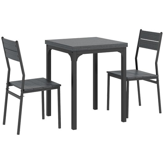 Photo of HOMCOM Three-Piece Minimal and Compact Dining Set, Grey Wood Effect in Effect colour on a white background