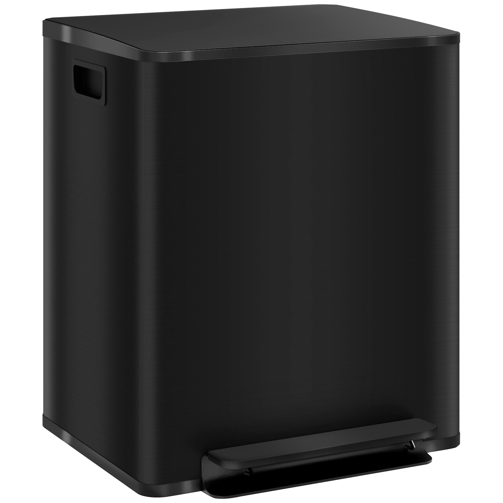 Photo of HOMCOM 50L Dual Compartment Stainless Steel Bin, with Deodoriser Holders - Black in Black colour on a white background