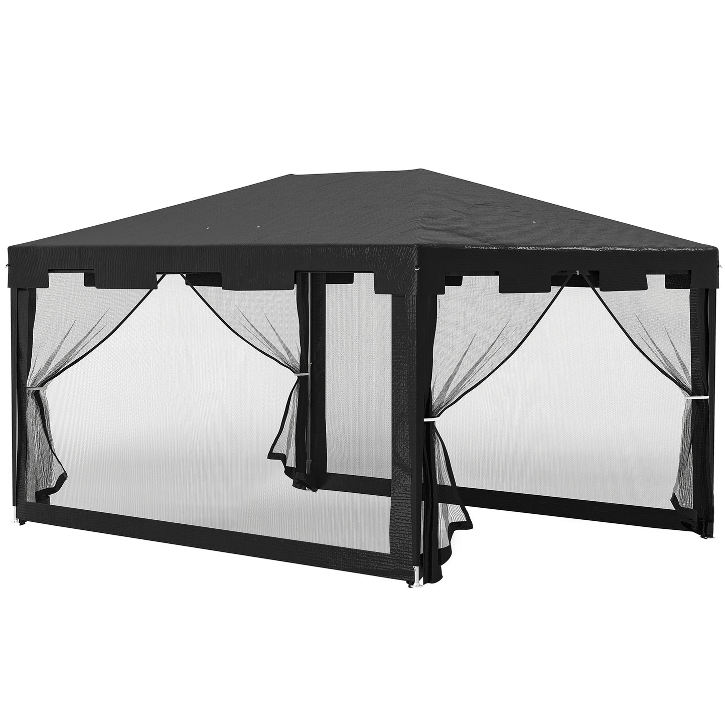 Photo of Outsunny 4 x 3 m Party Tent Wedding Gazebo Outdoor Waterproof PE Canopy Shade with Panel in Panel colour on a white background