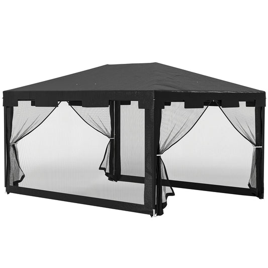 Photo of Outsunny 4 x 3 m Party Tent Wedding Gazebo Outdoor Waterproof PE Canopy Shade with Panel in Panel colour on a white background