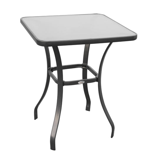 Photo of Outsunny Square Garden Table, Outdoor Coffee Table with Tempered Glass Top, Bar Bistro Dining Table, Metal Frame for Patio, Balcony, 68.5 x 68.5 x 84cm in 84cm colour on a white background