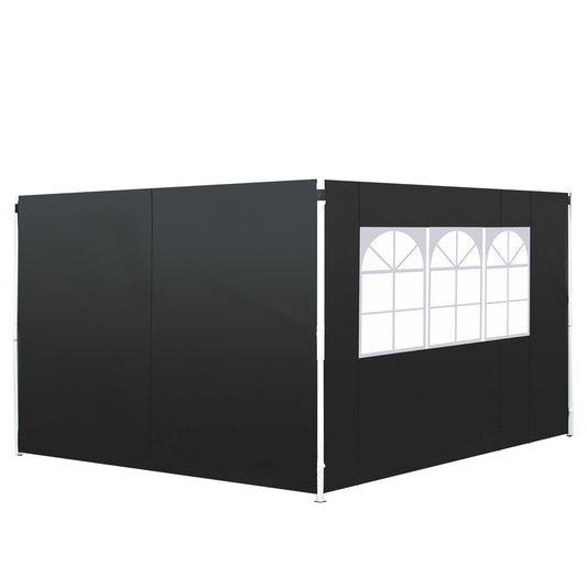 Photo of Outsunny 2.95 Meters Gazebo Replaceable Exchangeable Side Panel Wall Panels Walls With Window, Black in Black colour on a white background