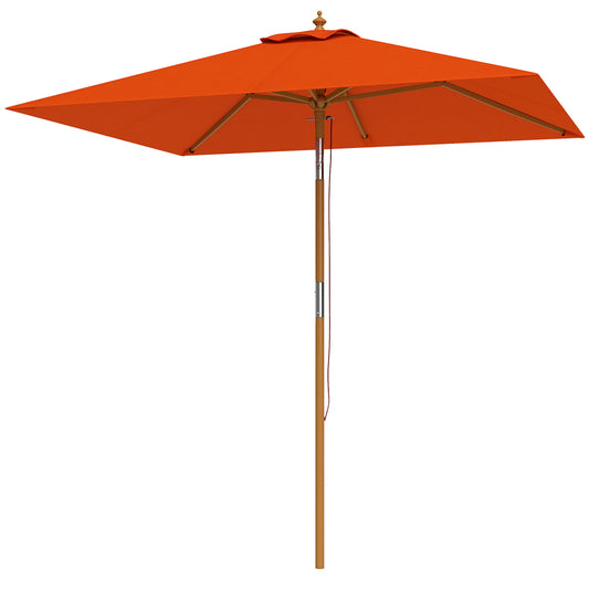 Photo of Outsunny 2m Tilting Wooden Pole Parasol - Orange in Orange colour on a white background