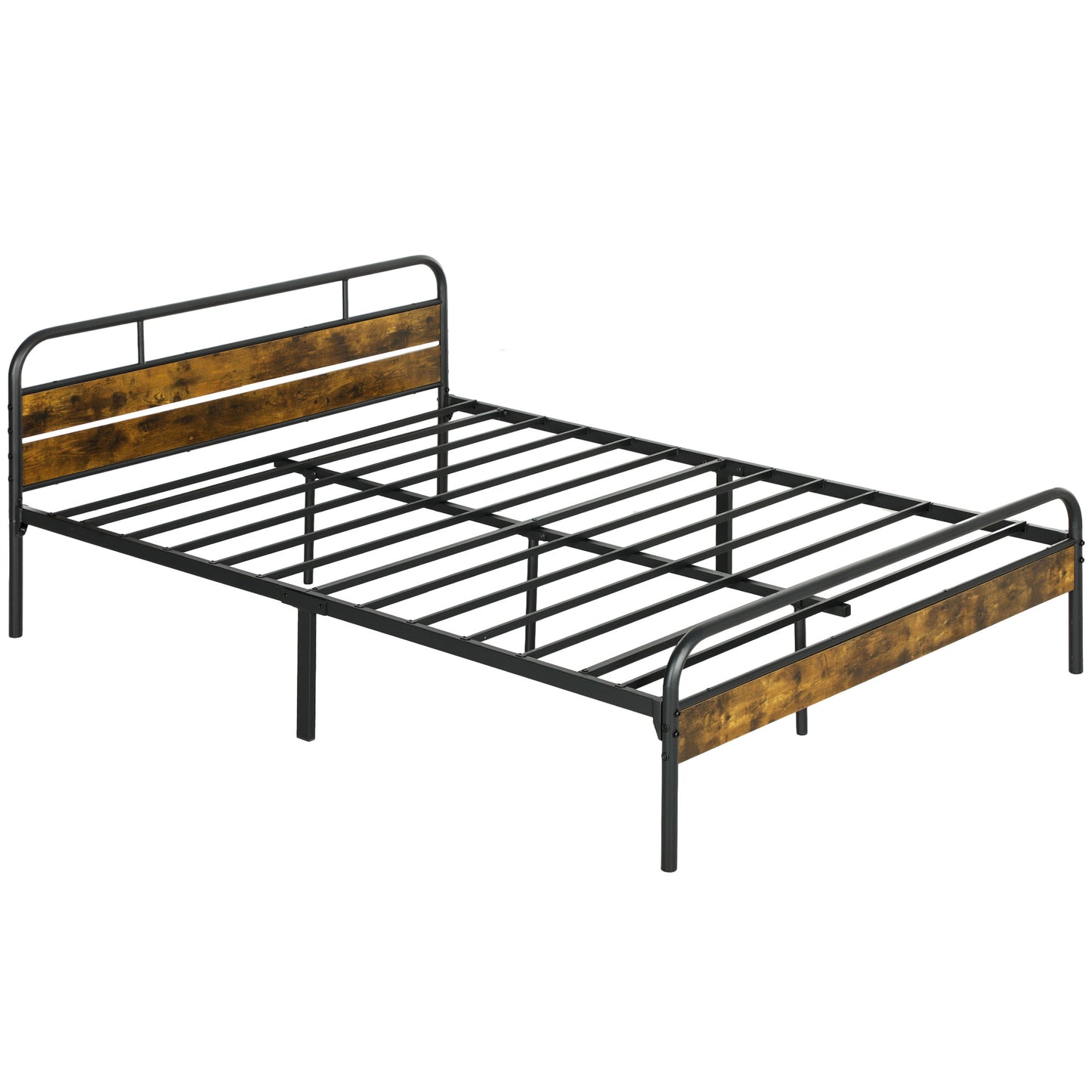 Photo of HOMCOM Industrial-Style King Bed Frame - Black/Brown in Black/Brown colour on a white background