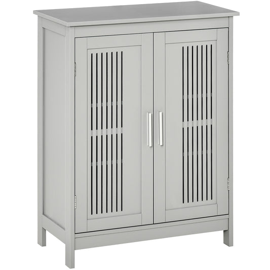 Photo of kleankin Modern Bathroom Floor Cabinet - Grey in Grey colour on a white background