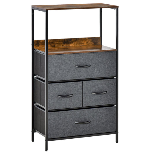 Photo of HOMCOM 4 Drawer Storage Chest Unit Home Cabinet w/ Shelves for Living Room Bedroom Entryway Living Furniture, Black in Black colour on a white background