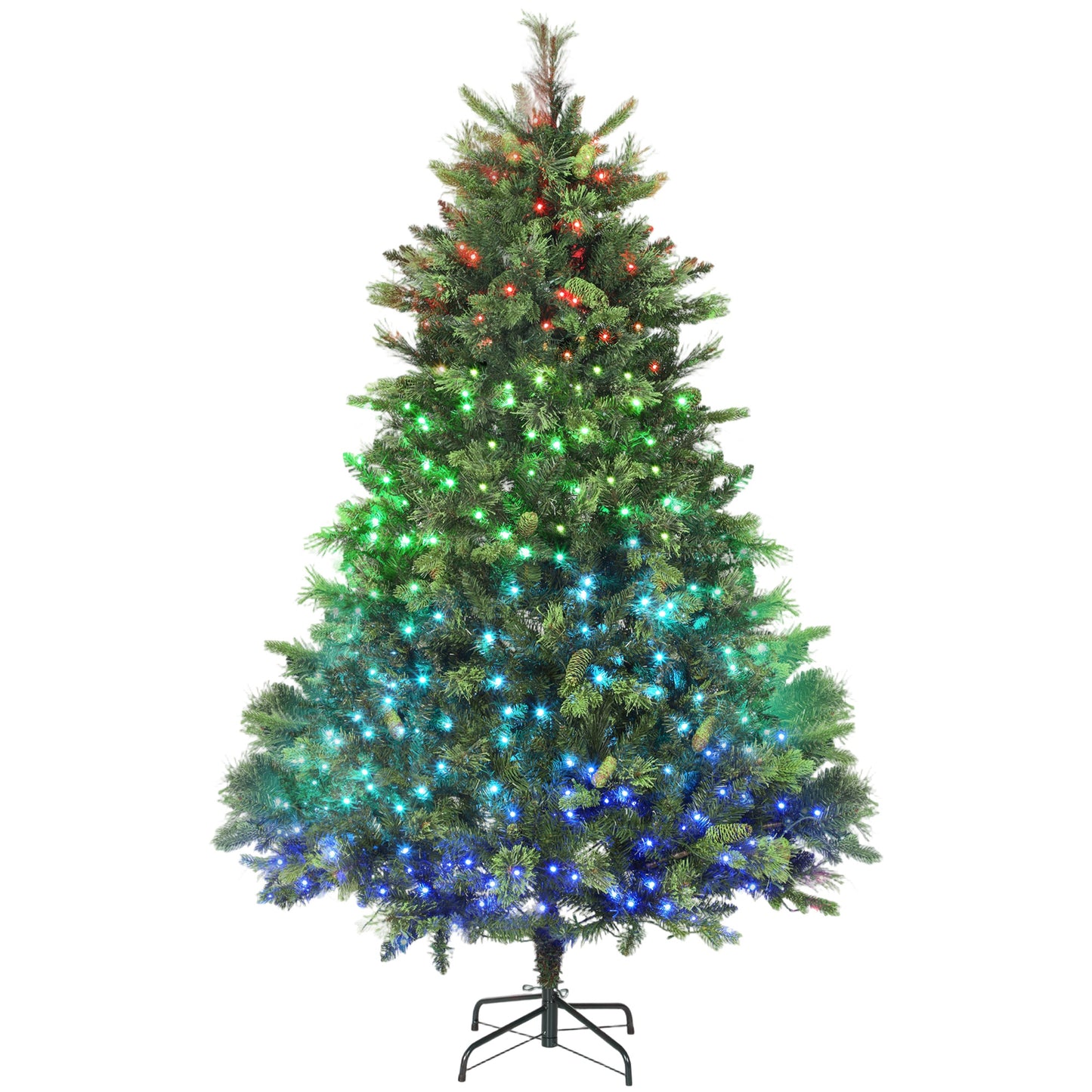 Photo of HOMCOM 6ft Artificial Pine LED Christmas Tree, with Remote in Remote colour on a white background