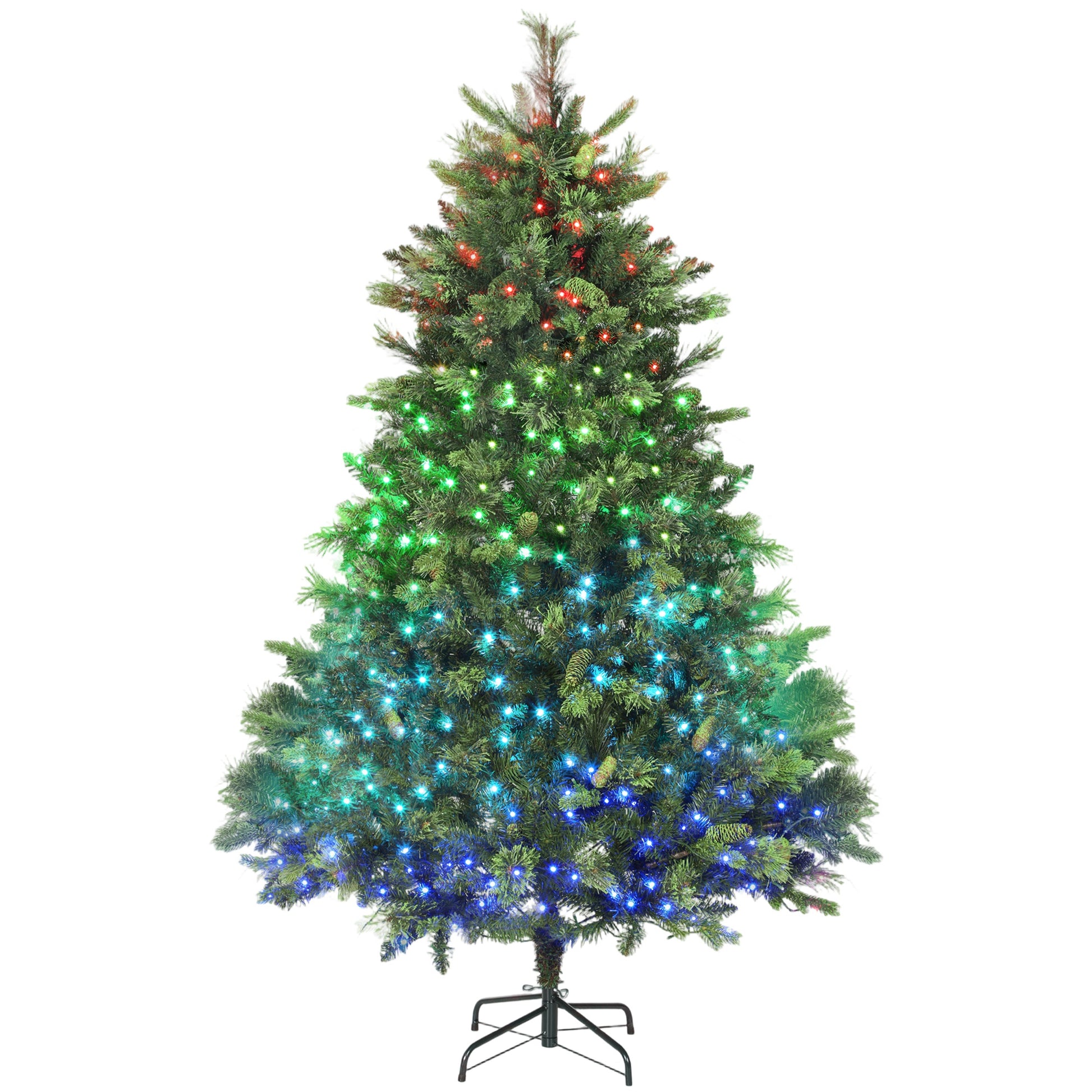 Photo of HOMCOM 6ft Artificial Pine LED Christmas Tree, with Remote in Remote colour on a white background