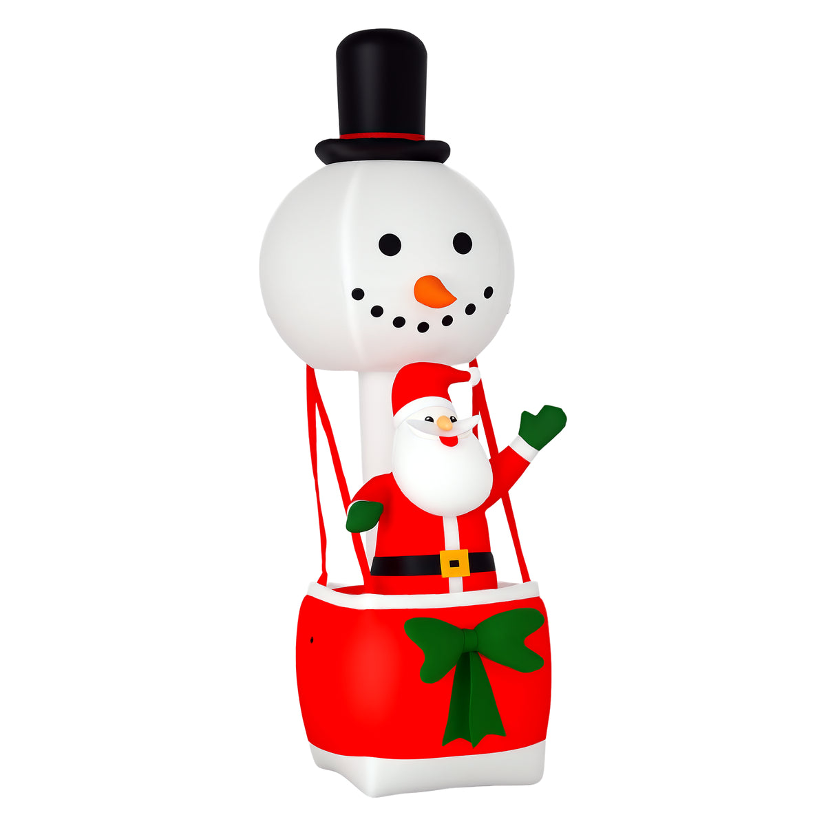 Inflatable Christmas decoration with Santa in a snowman hot air balloon