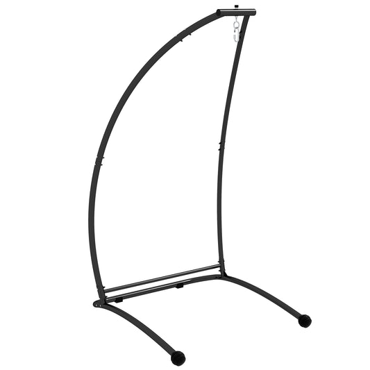 Photo of Outsunny Hammock Chair Stand, C Shape Hanging Heavy Duty Metal Frame Hammock Stand for Hanging Hammock Air Porch Swing Chair, Indoor & Outdoor Use, Black in Black colour on a white background
