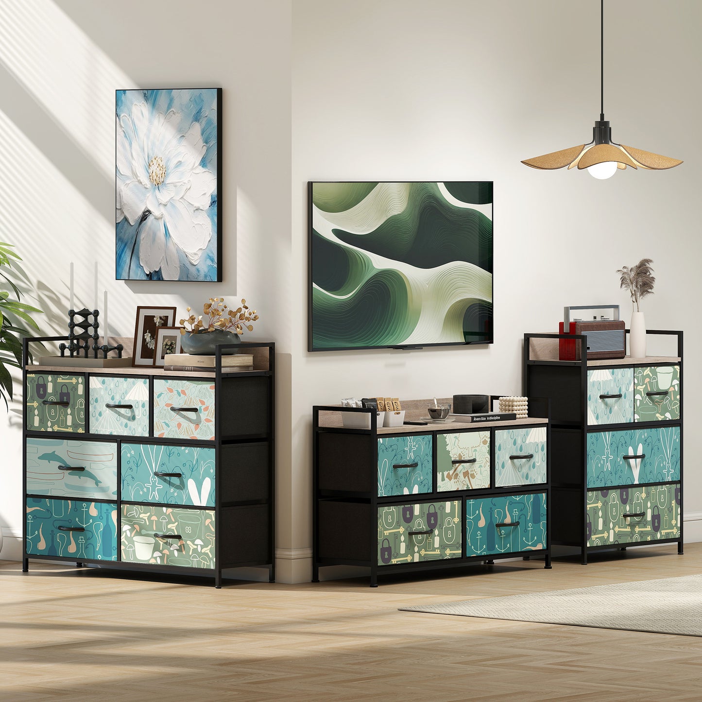 HOMCOM 7-Drawer Chest of Drawers - Blue