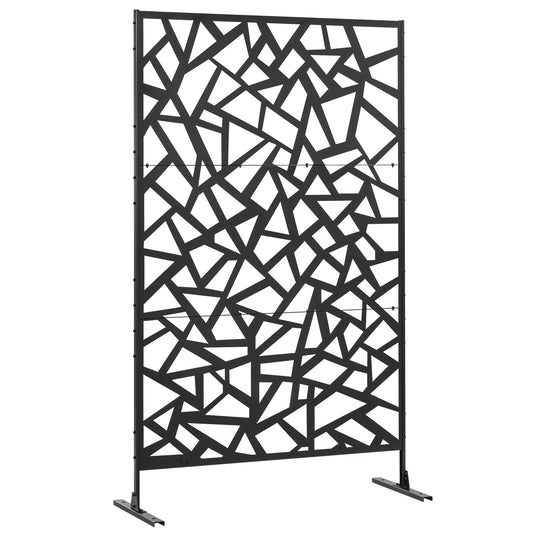Photo of Outsunny Freestanding Garden Partition Screen Metal Decorative Outdoor Divider with Expansion Screws for Garden Patio Deck in Deck colour on a white background