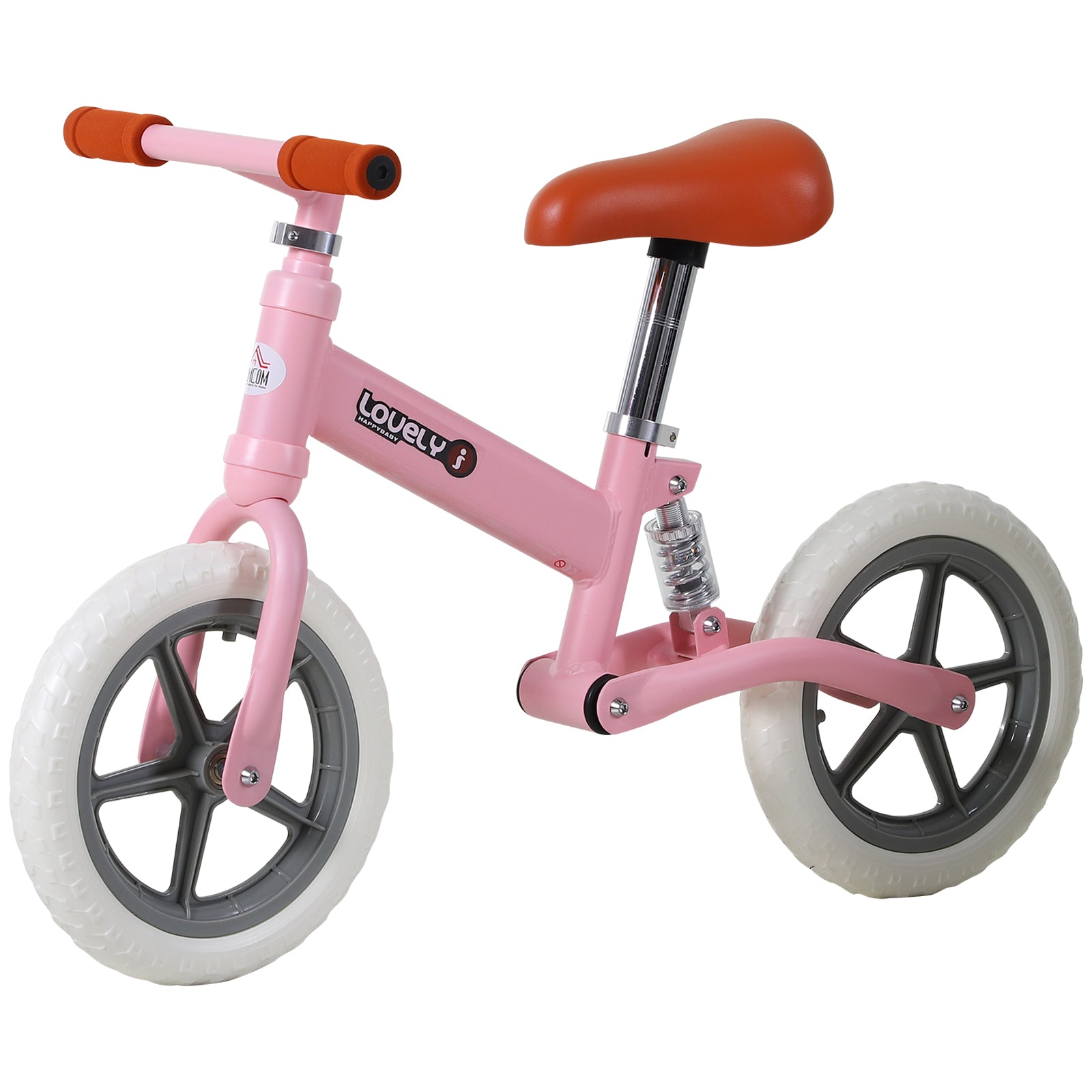 Photo of HOMCOM 12" Kids Balance Bike No Pedal Bicycle EVA Tyre Adjustable Seat Toddler Training Bike W/ Shock Absorber 2 - 5 Years Gift for Boys Girls Pink in Pink colour on a white background