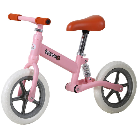 Photo of HOMCOM 12" Kids Balance Bike No Pedal Bicycle EVA Tyre Adjustable Seat Toddler Training Bike W/ Shock Absorber 2 - 5 Years Gift for Boys Girls Pink in Pink colour on a white background