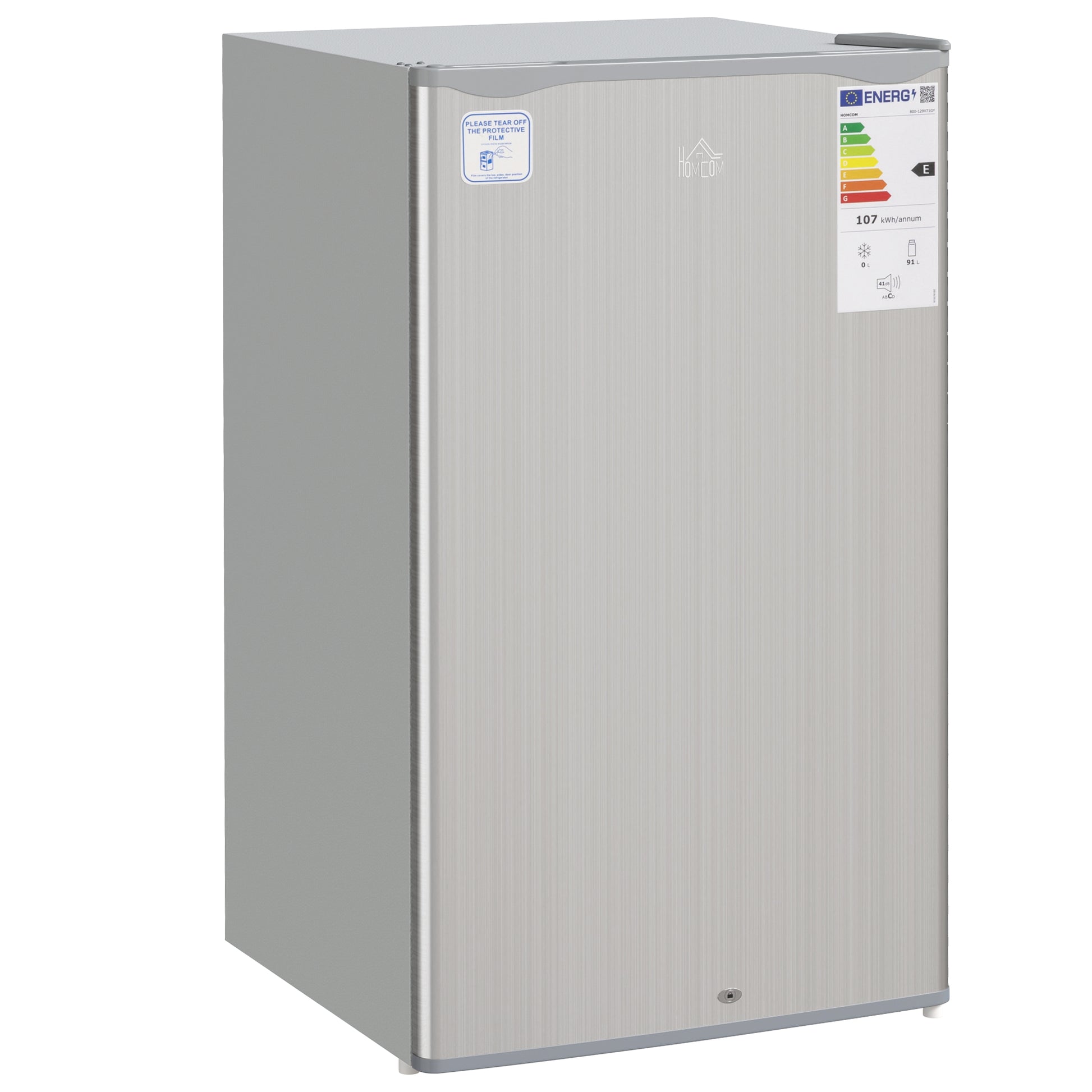 Photo of HOMCOM 91L Freestanding Under-Counter Fridge with Lock - Grey in Grey colour on a white background