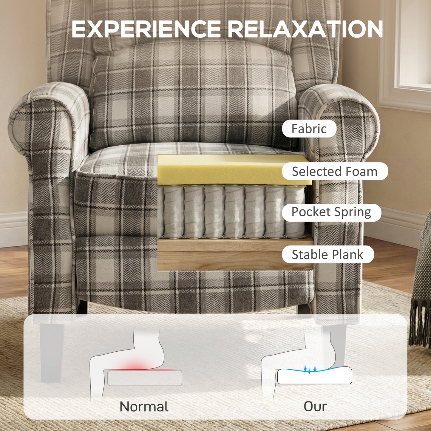 HOMCOM 160° Reclining Armchair, with Footrest - Grey and White