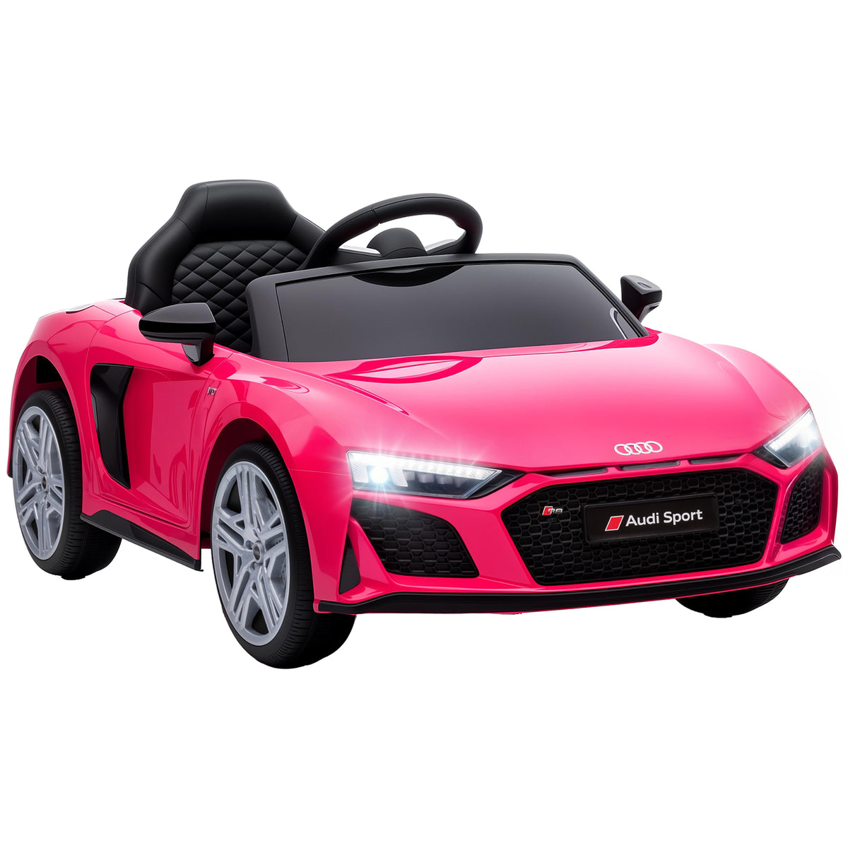 Photo of AIYAPLAY Licensed Audi R8 Spyder 12V Electric Car for Kids with Remote Control, Dual Motors, Rear Suspension, Soft Start, Pink in Pink colour on a white background