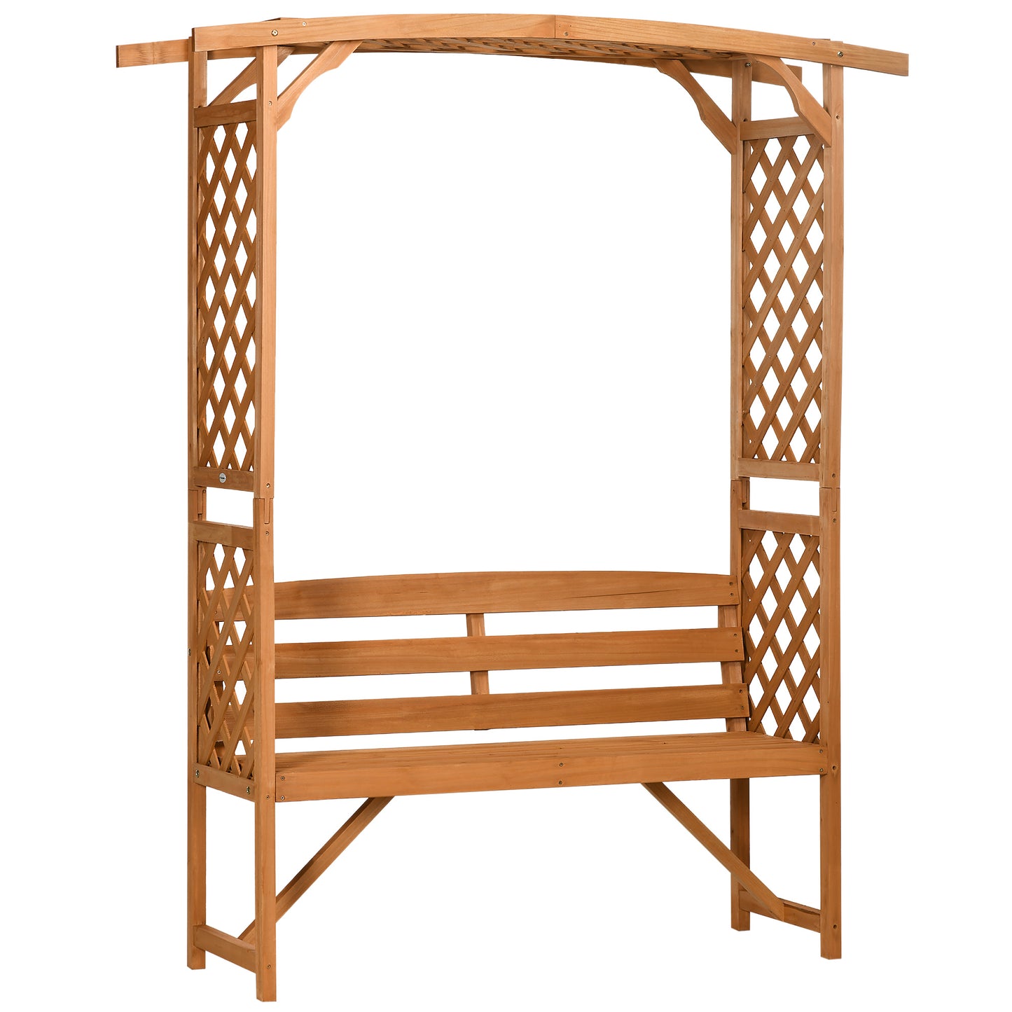 Photo of Outsunny Garden Bench, Wooden Garden Arbour with Seat for Vines/Climbing Plants, Brown in Brown colour on a white background