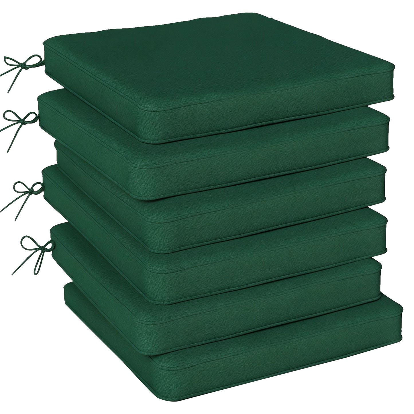 Photo of Outsunny Set of 6 Chair Cushion Seat Pads Dining Chair w/ Straps, Indoor Outdoor Removable Tie On Garden Patio, Green in Green colour on a white background