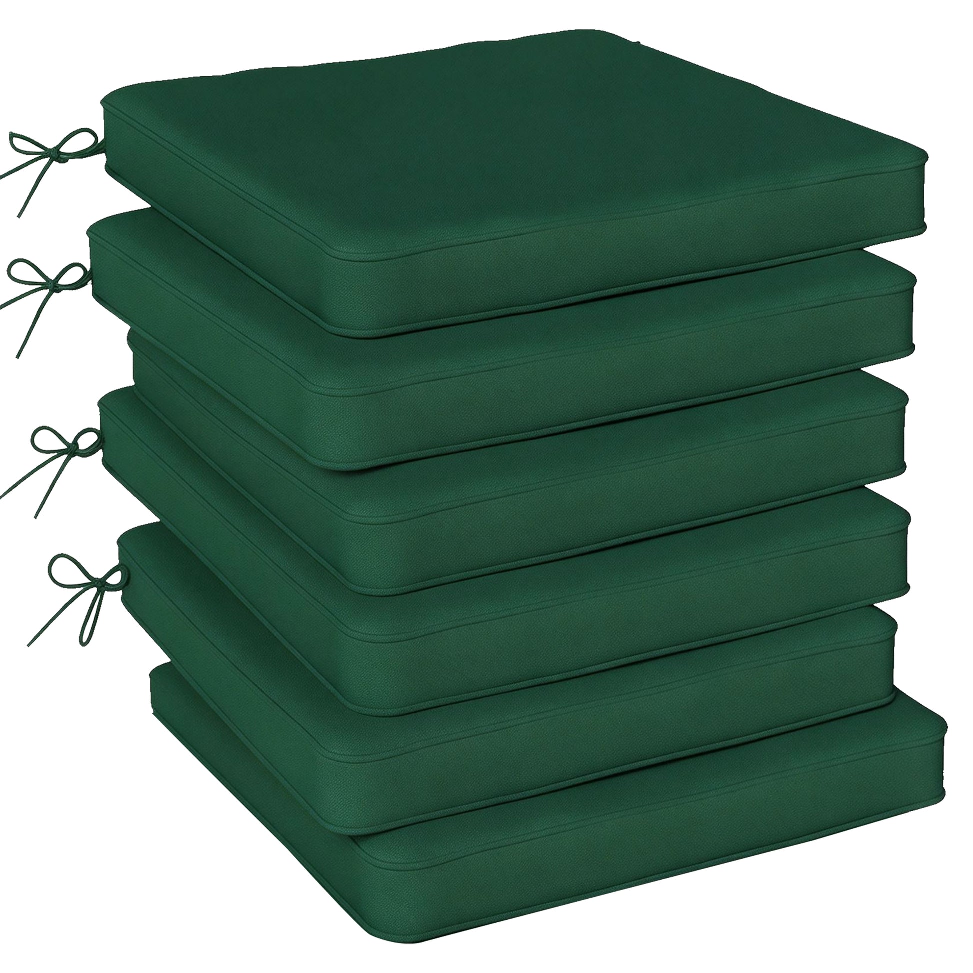 Photo of Outsunny Set of 6 Chair Cushion Seat Pads Dining Chair w/ Straps, Indoor Outdoor Removable Tie On Garden Patio, Green in Green colour on a white background